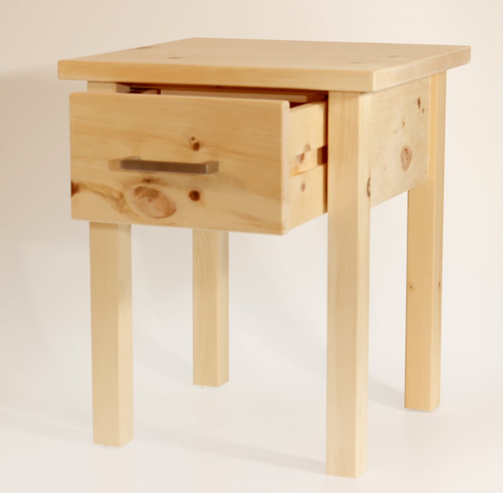 Hocker mit Schublade aus Zirbenholz