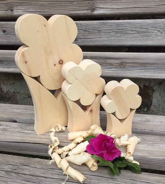 Frühlingsblumen aus Zirbenholz